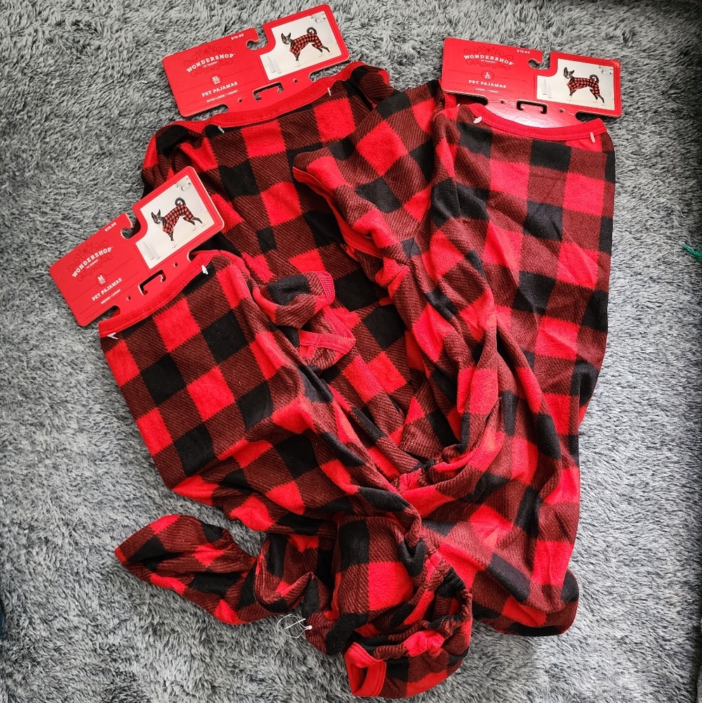 3 pet pajamas M L XL Target Wondershop red & black plaid